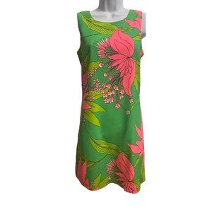Julie Brown JB Dress Womens Sz 0 Bright Green Pink Floral Summer Party Dopamine